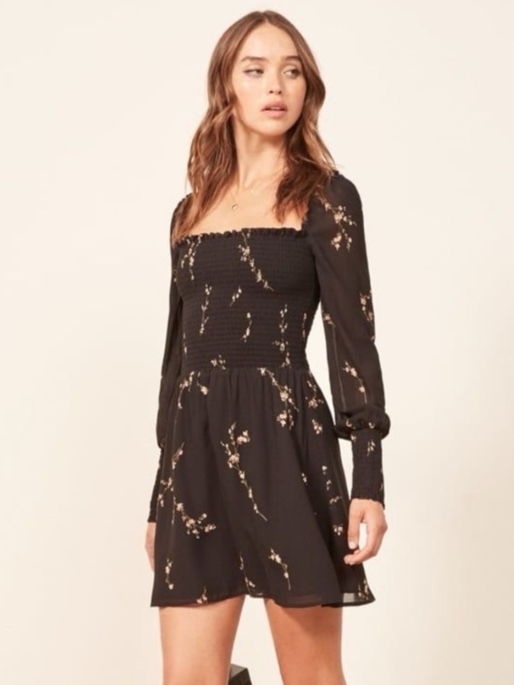 Reformation Kelli Smocked Detail Mini Floral Print Dress ❤️❤️